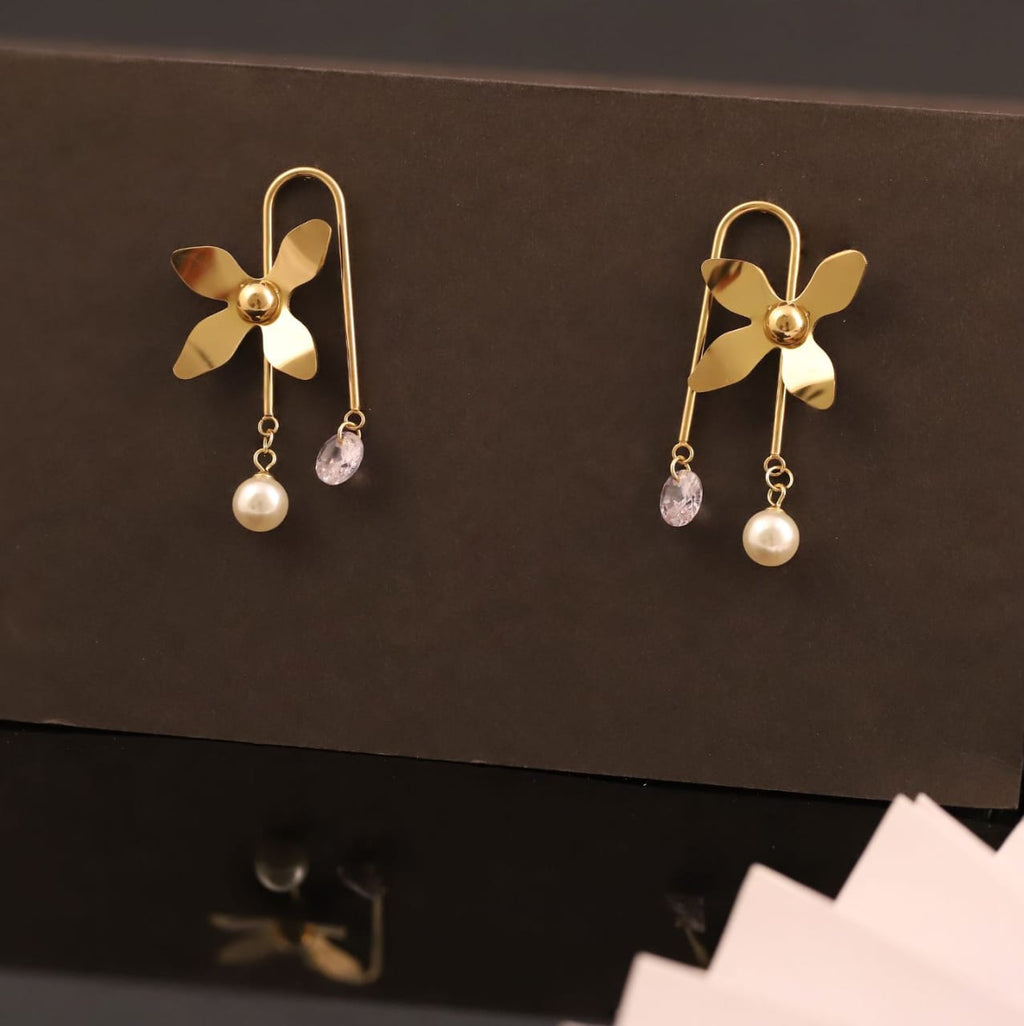 22K Gold Plated Floral Hoop Earrings for Women