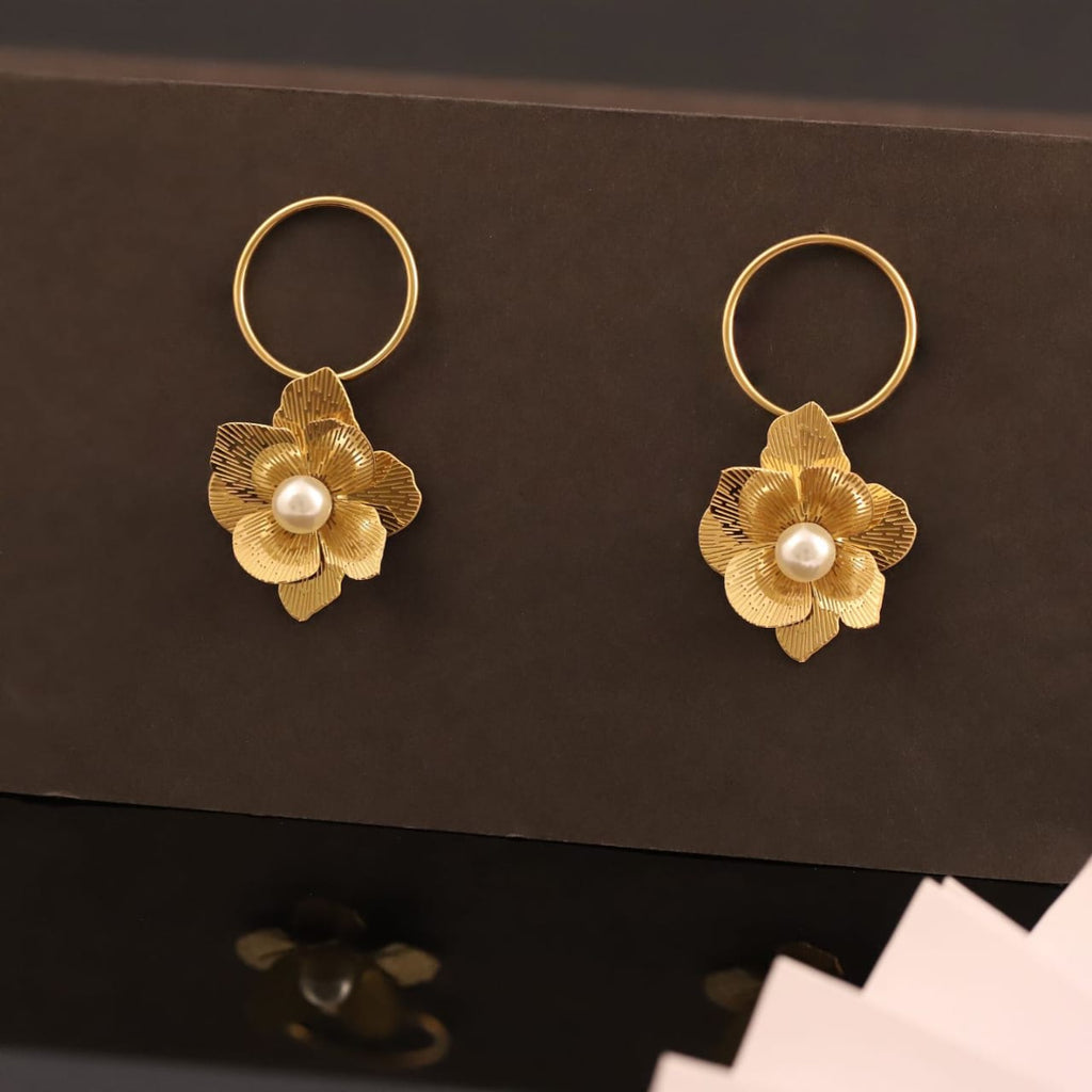 22K Gold Plated Pearl Design SS Fancy Earrings for Women