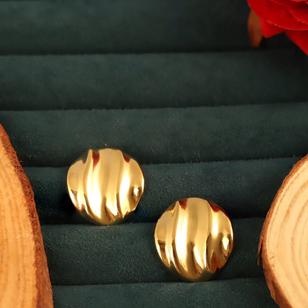 22K Gold Plated Chunky Hoop Stud Earrings for Women