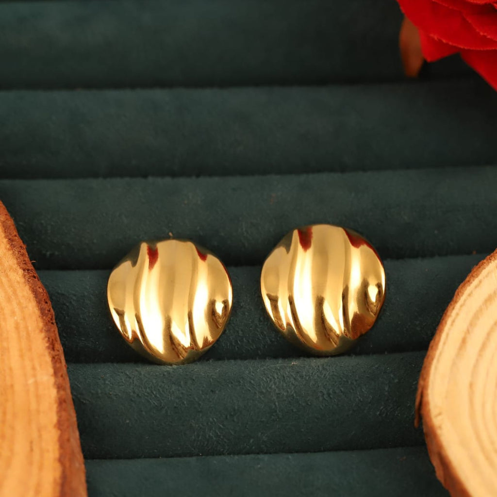 22K Gold Plated Chunky Hoop Stud Earrings for Women