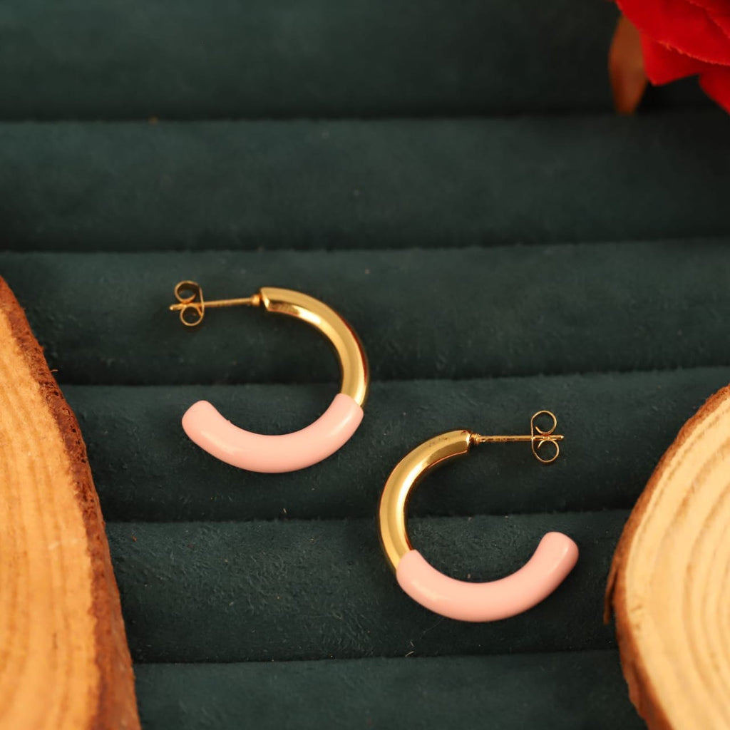 22K Gold Plated Two-Tone Hoop Earrings for Women