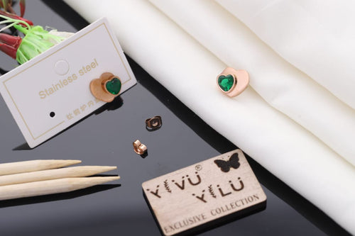 18K Rose Gold Heart Stud Earrings for Women