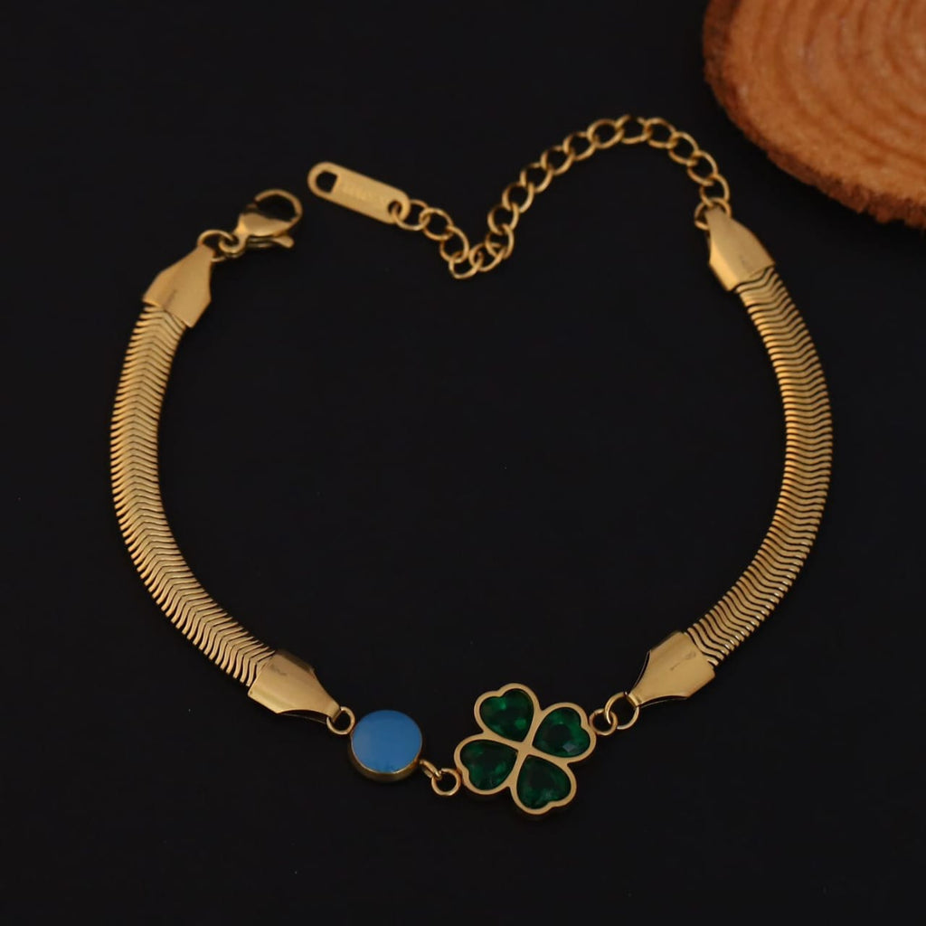 Anti-Tarnish 22K Gold Plated Clover Charm Bracelet Anklet for Women