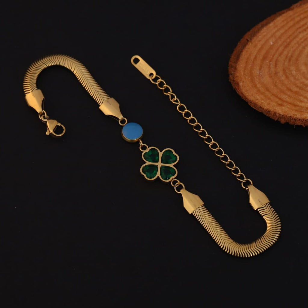 Anti-Tarnish 22K Gold Plated Clover Charm Bracelet Anklet for Women