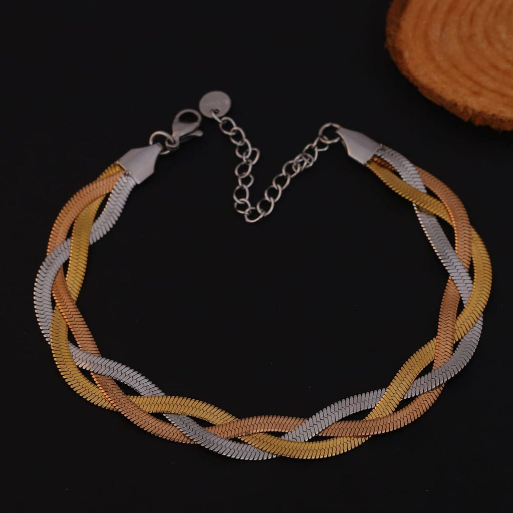 Anti Tarnish Triple-Tone Chain Bracelet Anklet