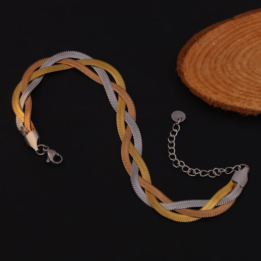 Anti Tarnish Triple-Tone Chain Bracelet Anklet