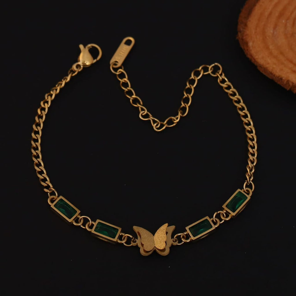 22K Gold Plated Butterfly Chain Bracelet Anklet for Women