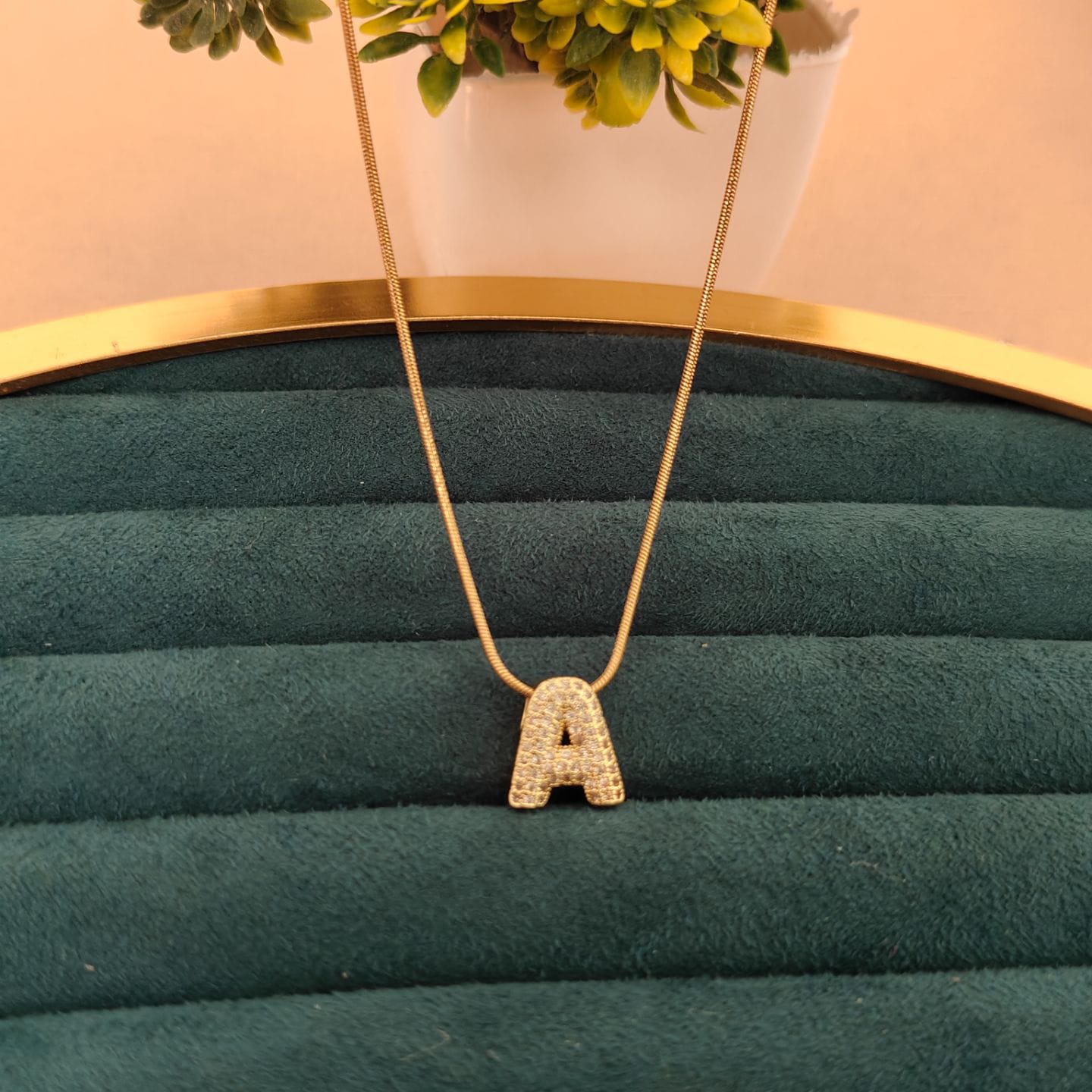 22K Gold Plated Initial Letter Pendant Necklace for Women