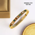 Gold Plated Green & Crystal Studded Kada Bracelet