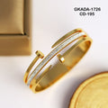 Gold Plated Crystal Studded Open Kada Bracelet