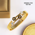 Gold Plated Floral Charm Open Kada Bracelet