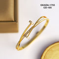 Gold Plated Criss-Cross Crystal Open Kada Bracelet