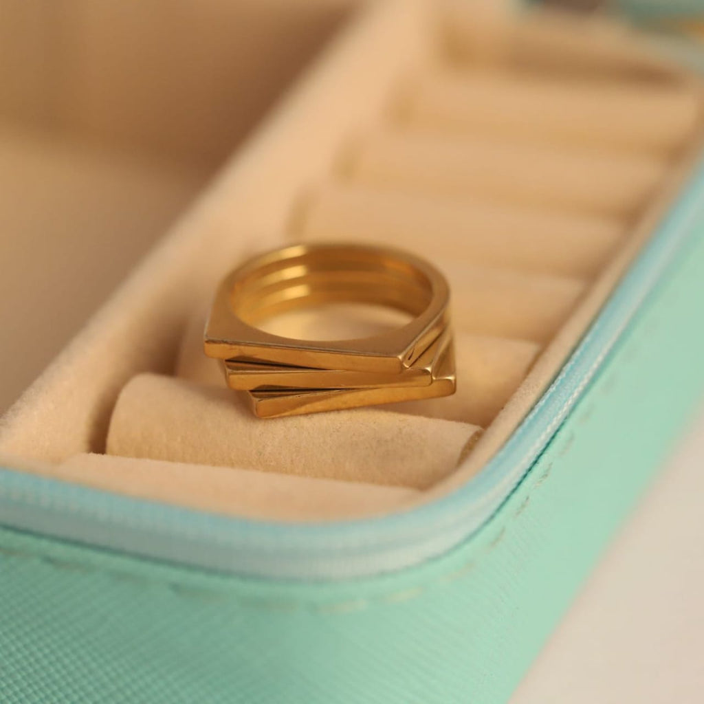 22K Gold Plated SS Geometric Ring for Men & Women