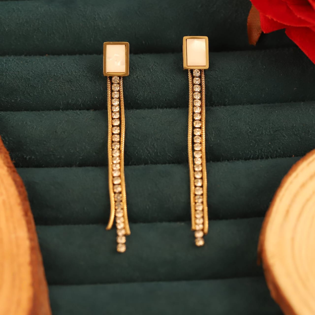 22K Gold Plated SS Long Drop Earrings for Women