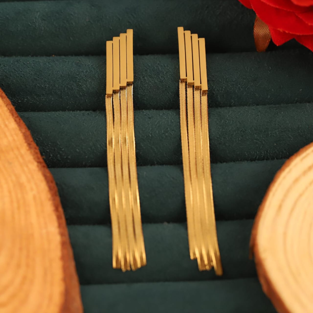 22K Gold Plated SS Long Tassel Earrings for Women