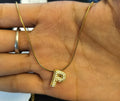 22K Gold Plated Initial Letter Pendant Necklace for Women