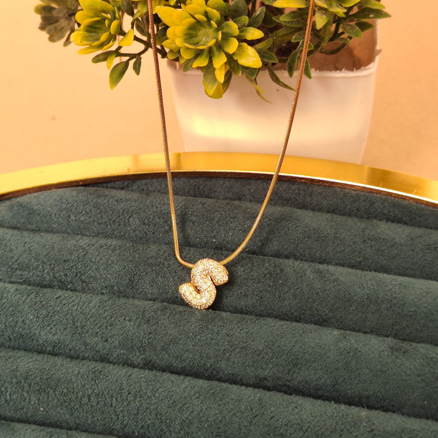 22K Gold Plated Initial Letter Pendant Necklace for Women
