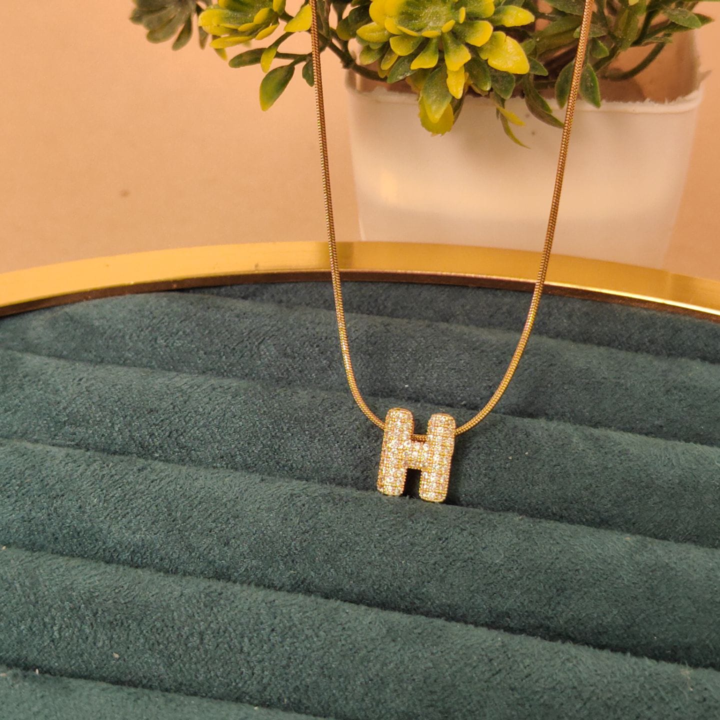 22K Gold Plated Initial Letter Pendant Necklace for Women