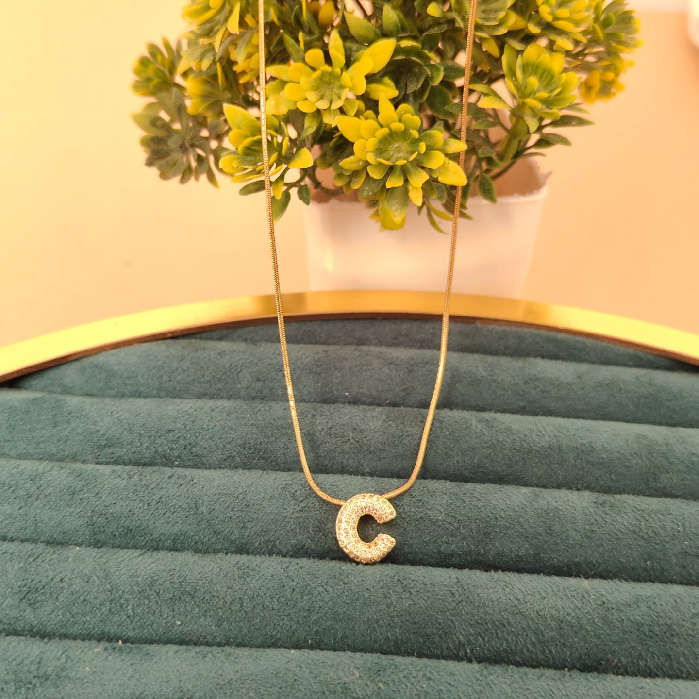 22K Gold Plated Initial Letter Pendant Necklace for Women