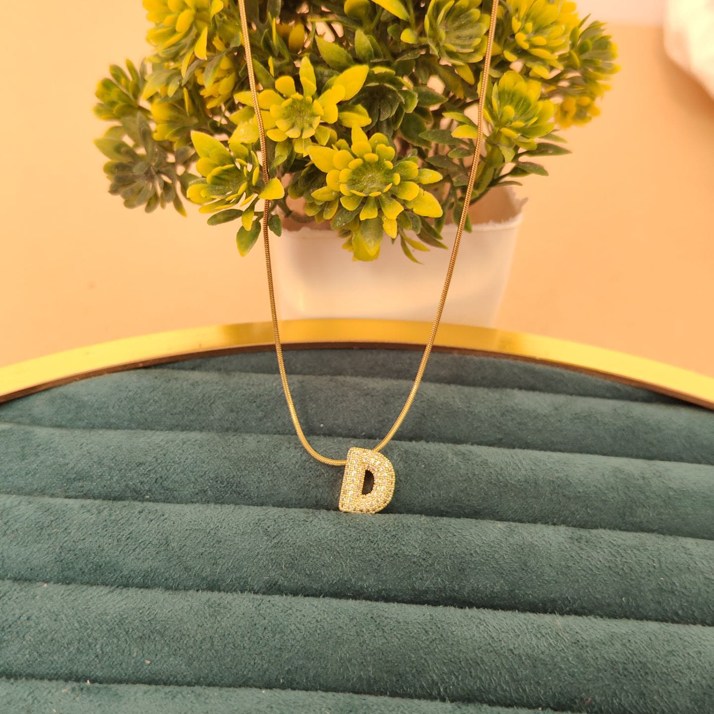 22K Gold Plated Initial Letter Pendant Necklace for Women