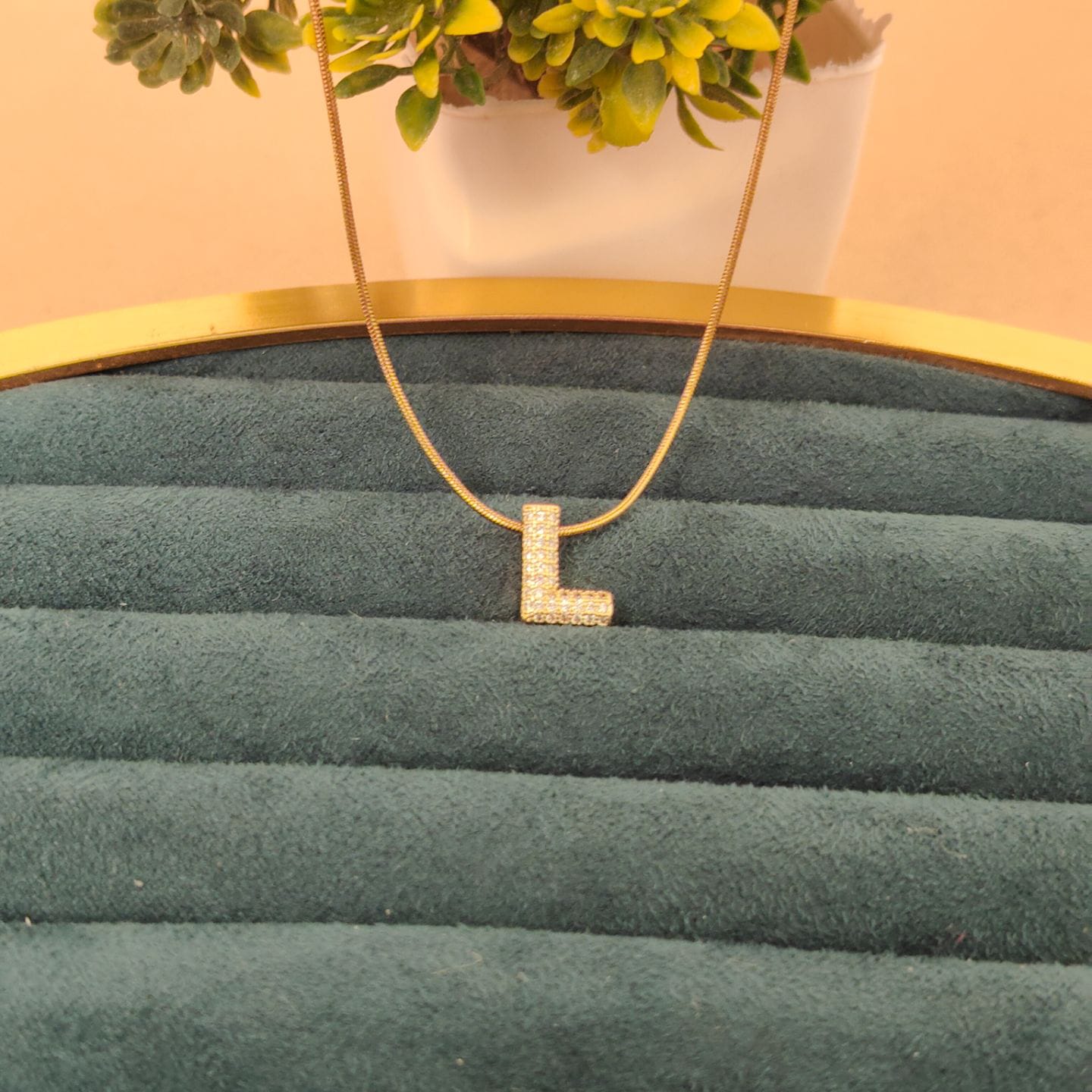 22K Gold Plated Initial Letter Pendant Necklace for Women