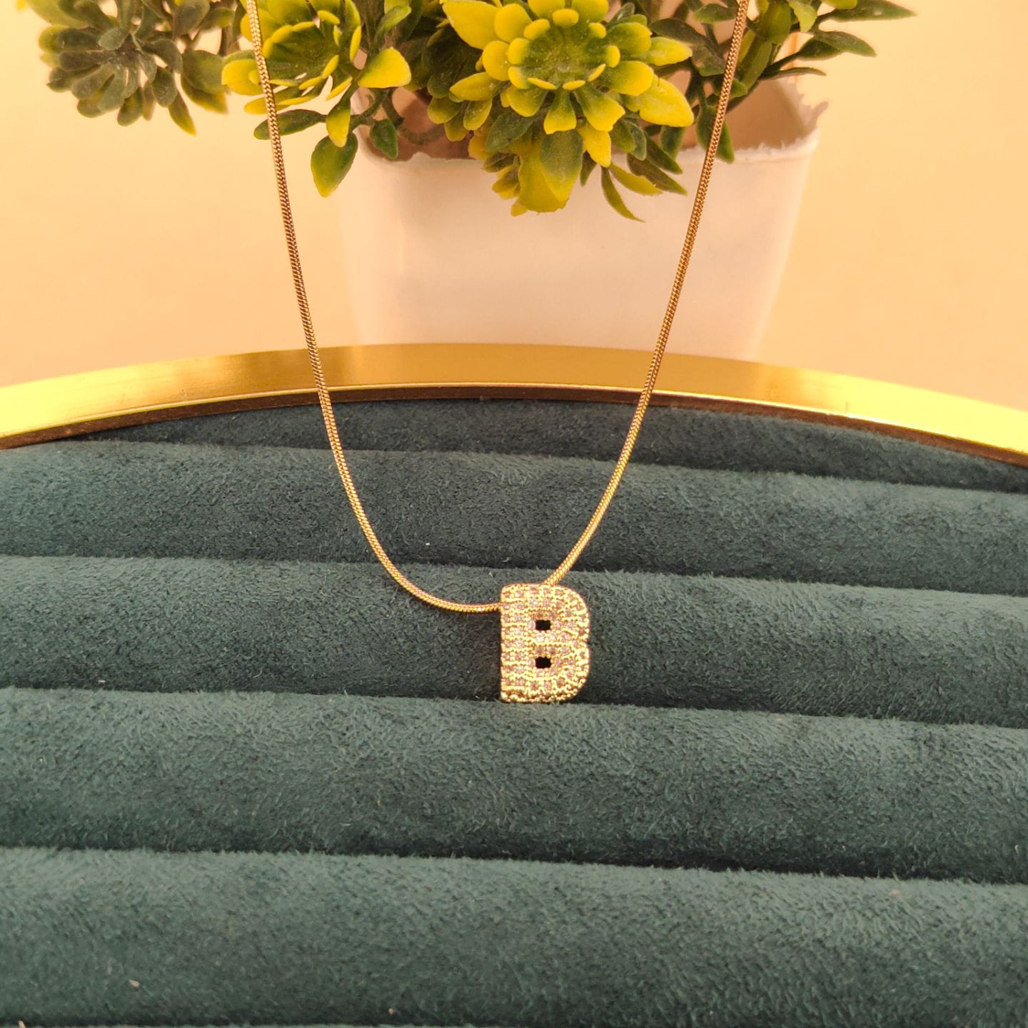 22K Gold Plated Initial Letter Pendant Necklace for Women