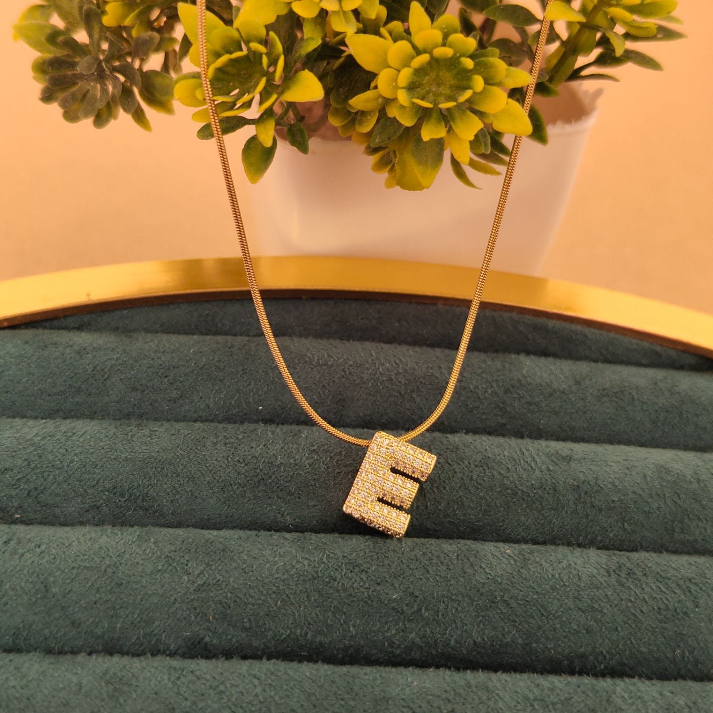 22K Gold Plated Initial Letter Pendant Necklace for Women