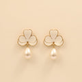 22K Gold Plated Floral Pearl Drop Earrings for Women