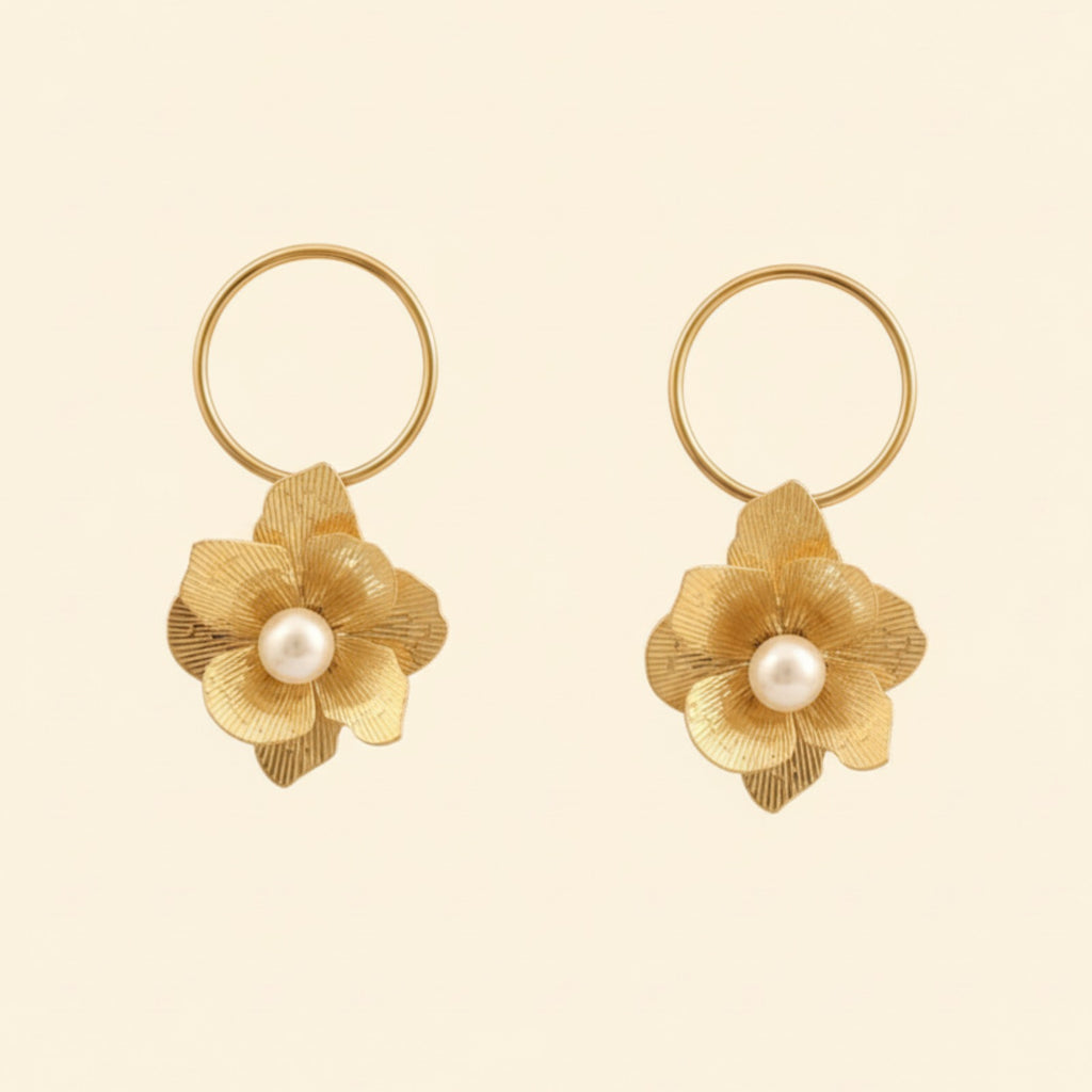 22K Gold Plated Pearl Design SS Fancy Earrings for Women