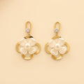 22K Gold Plated Floral Pearl Drop Earrings for Women
