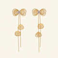 22K Gold Plated Bow Design Long Drop Earrings for Women