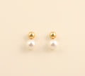 22K Gold Plated Pearl Drop Stud Earrings for Women