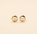 22K Gold Plated Pearl Stud Earrings