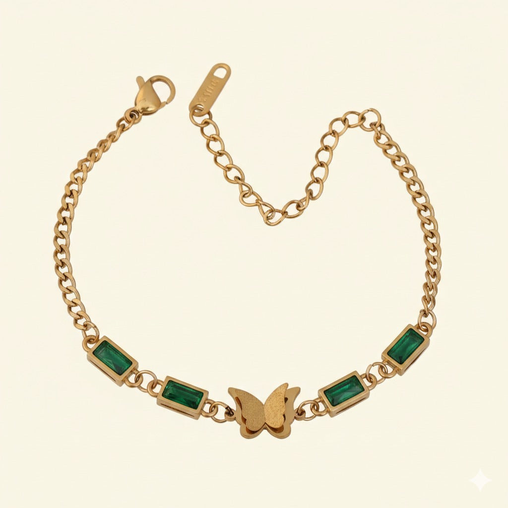 22K Gold Plated Butterfly Chain Bracelet Anklet for Women