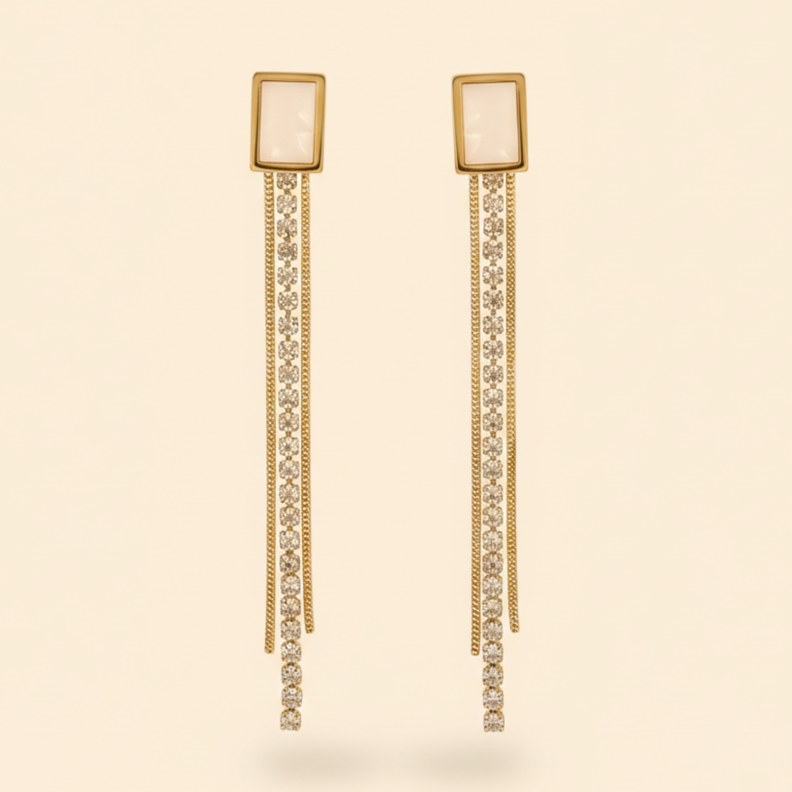 22K Gold Plated SS Long Drop Earrings for Women