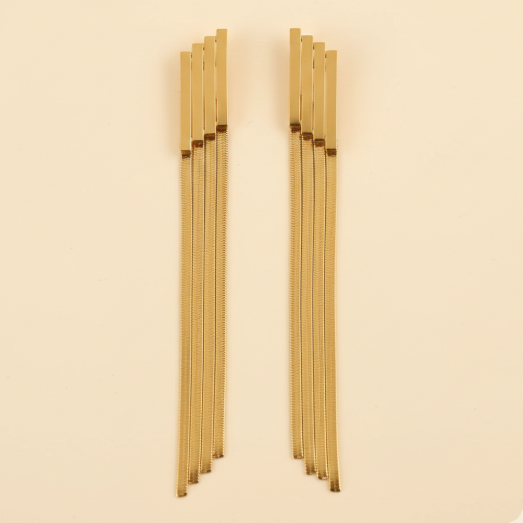 22K Gold Plated SS Long Tassel Earrings for Women