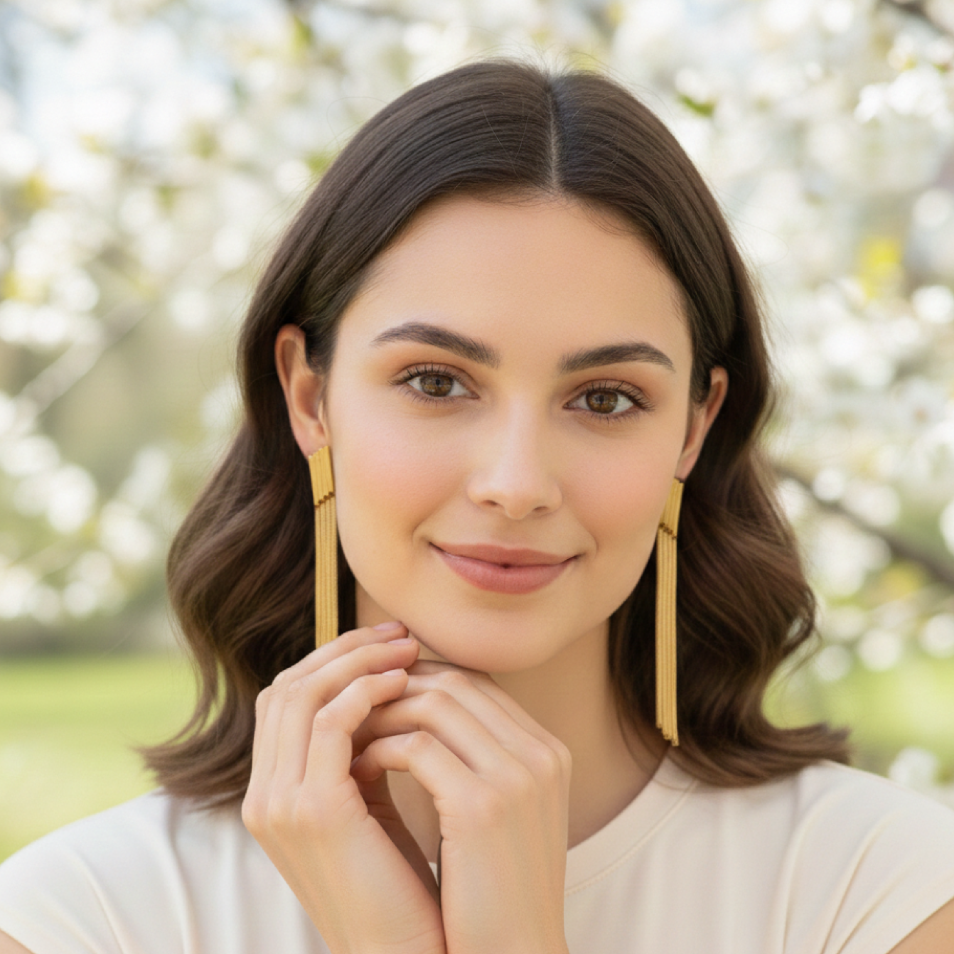 22K Gold Plated SS Long Tassel Earrings for Women