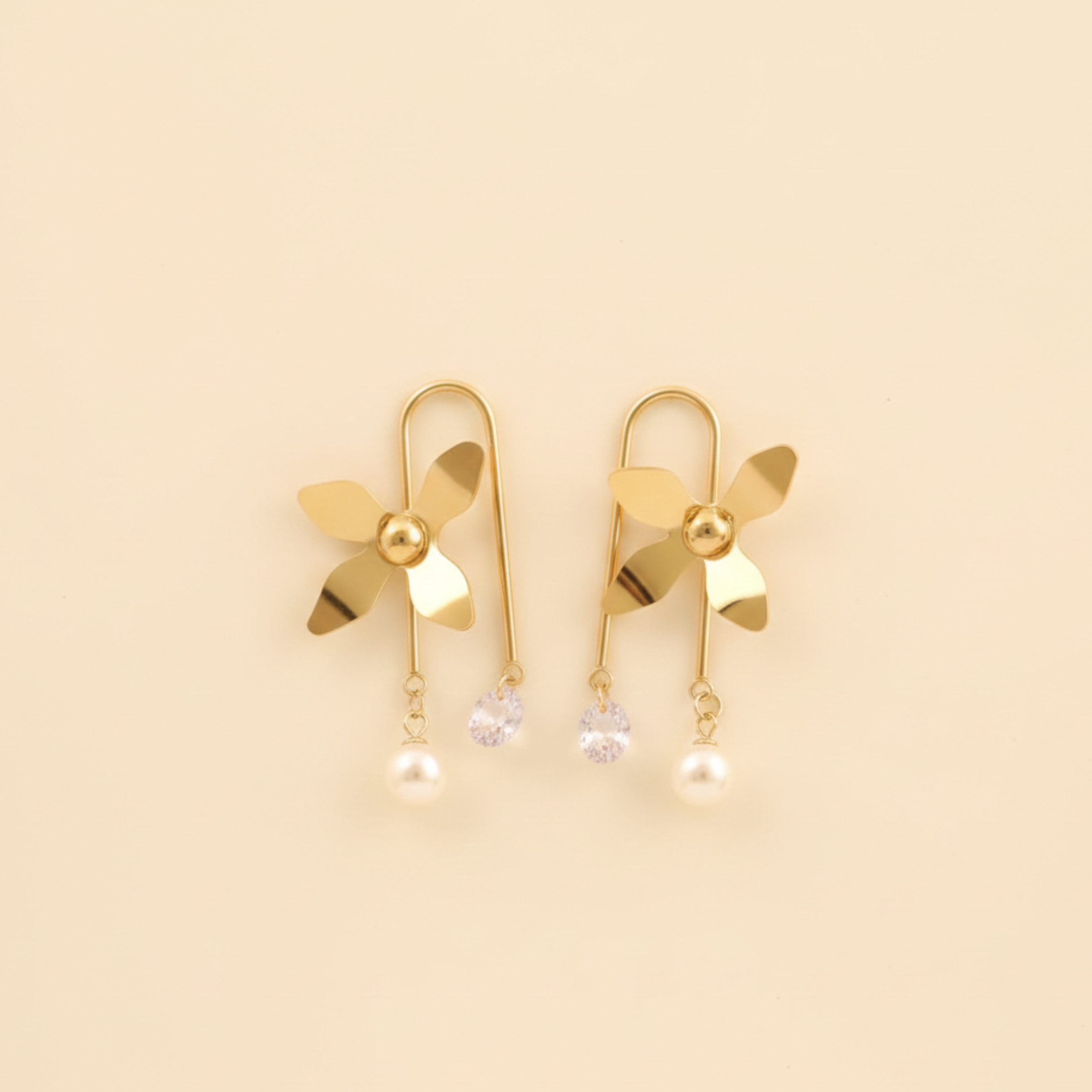22K Gold Plated Floral Hoop Earrings for Women