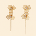 22K Gold Plated Floral Long Drop Earrings for Women