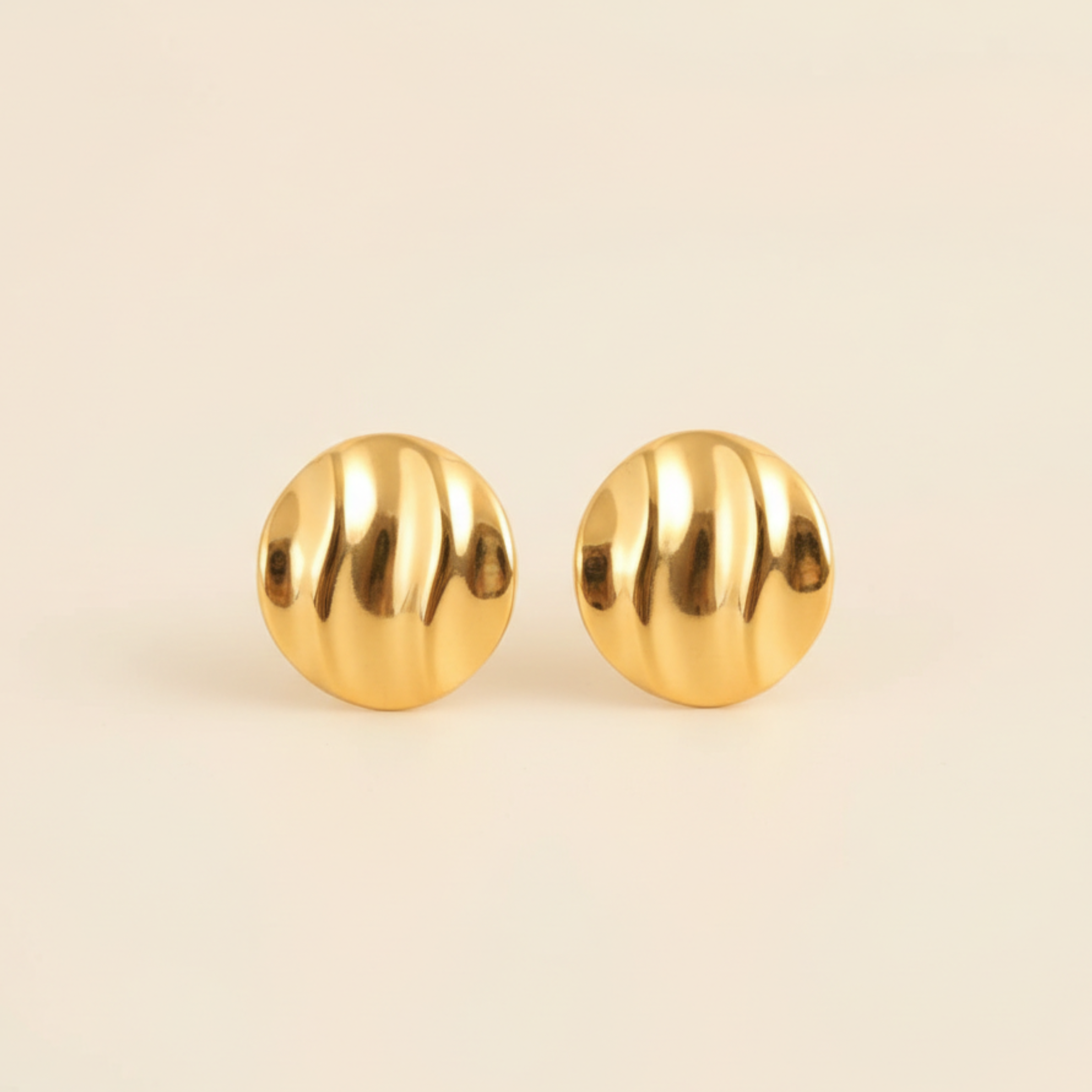 22K Gold Plated Chunky Hoop Stud Earrings for Women