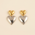 22K Gold Plated Dual Heart Drop Earrings for Women