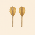 22K Gold Plated Leaf Design Long Drop Earrings for Women
