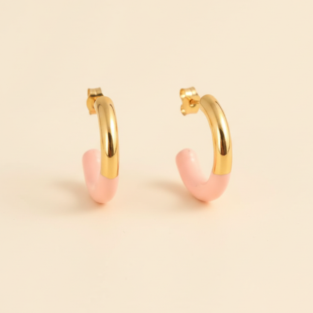 22K Gold Plated Two-Tone Hoop Earrings for Women