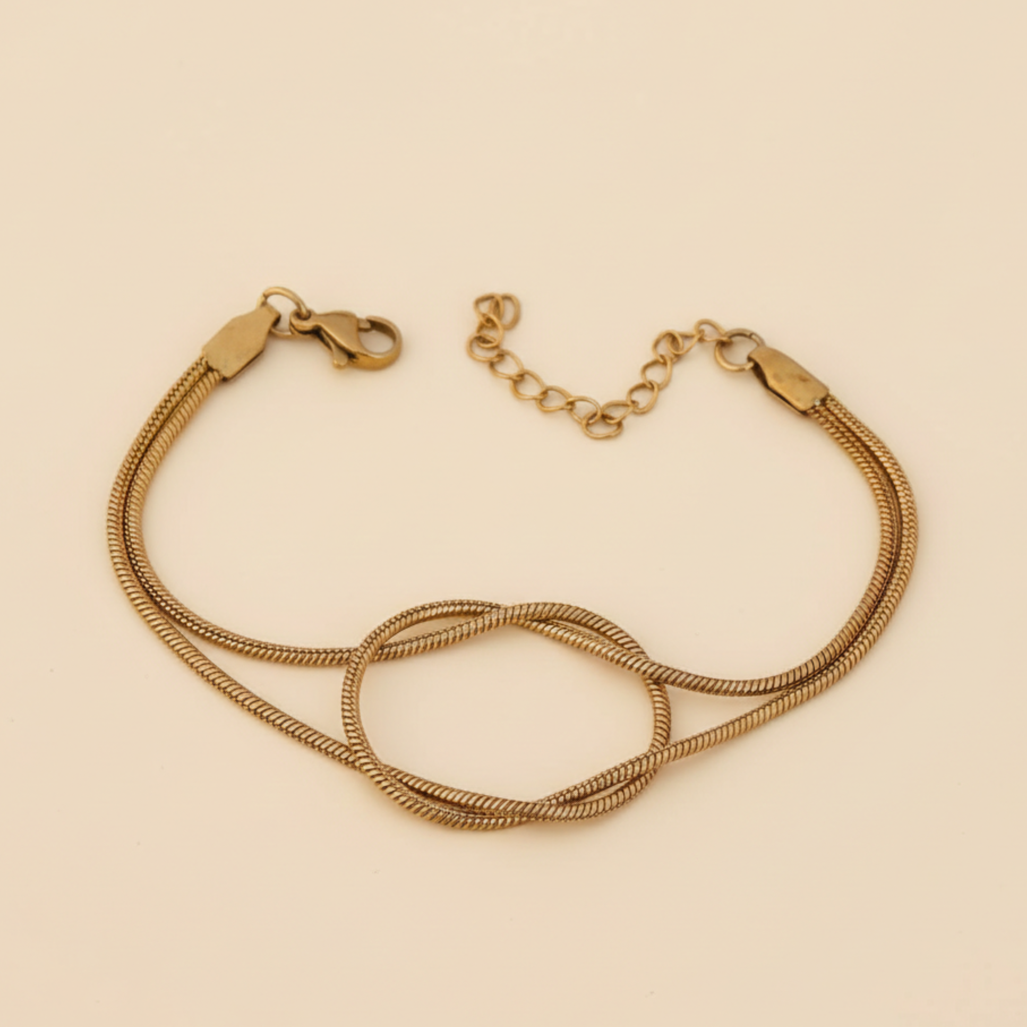22K Gold Plated Anti-Tarnish Knot Chain Bracelet Anklet for Women