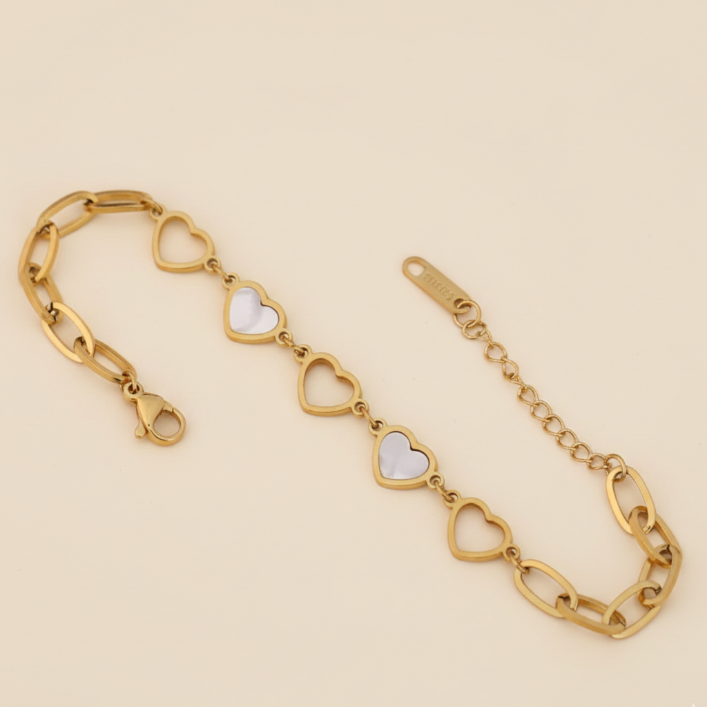 22K Gold Plated Heart Chain Bracelet Anklet